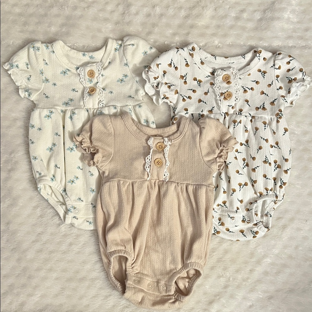 Amazon Cream and White Baby Bodysuit Trio